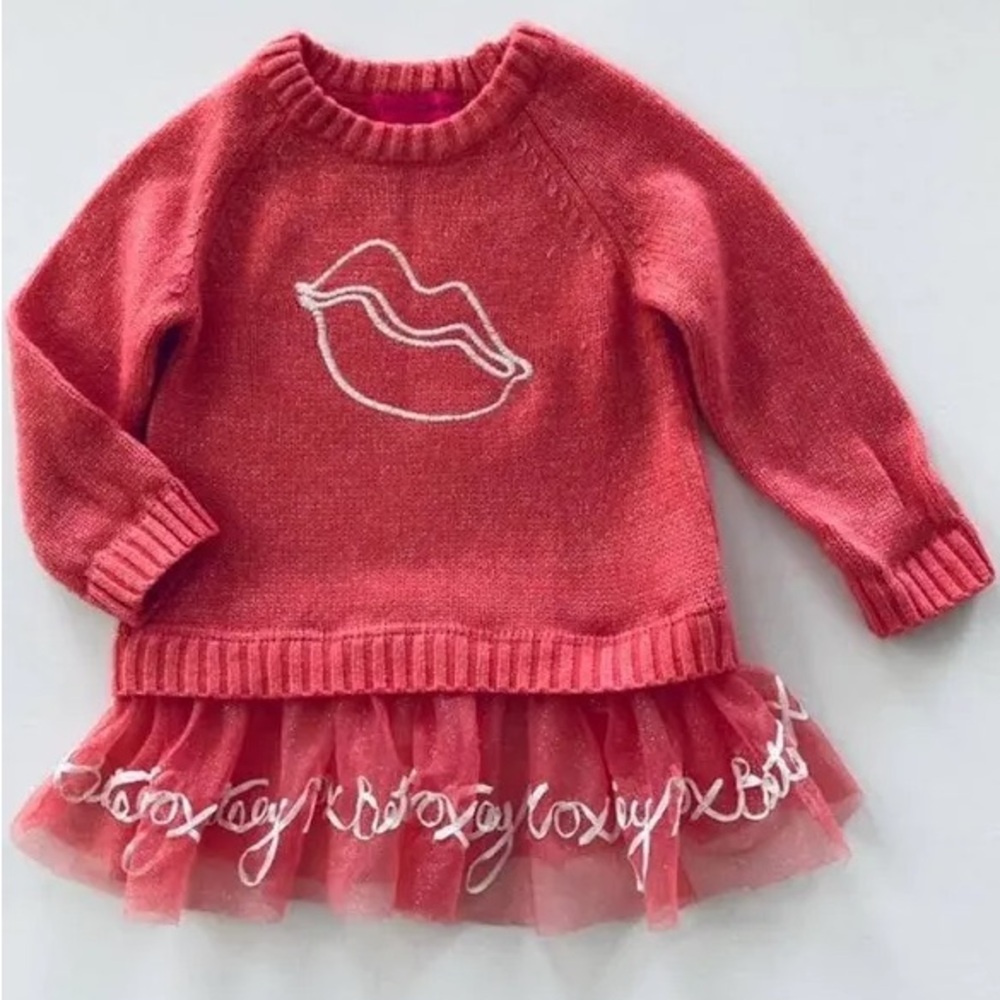 Betsey Johnson Infant Coral Pink Knit Sweater Dress with Tutu